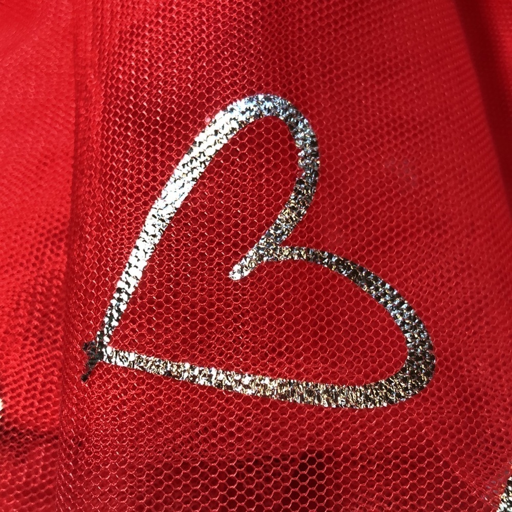 TuTu Valentine Skirt Little Girl Size 24 months Red Silver Hearts 3 layers EUC - Picture 5 of 11